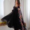Fancy Black Faux Georgette Embroidery Work Salwar Suit