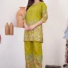 Fancy Mehendi Cotton Printed Kantha Work Kurti