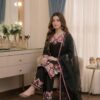 Fency Black Satin Rayon Thread Embroider Salwar Suit