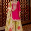 Glowing Pink Chinon Silk Embroider Work Salwar Suit