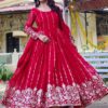 Great Red Fox Georgette Embroidery Sequins Work Gown