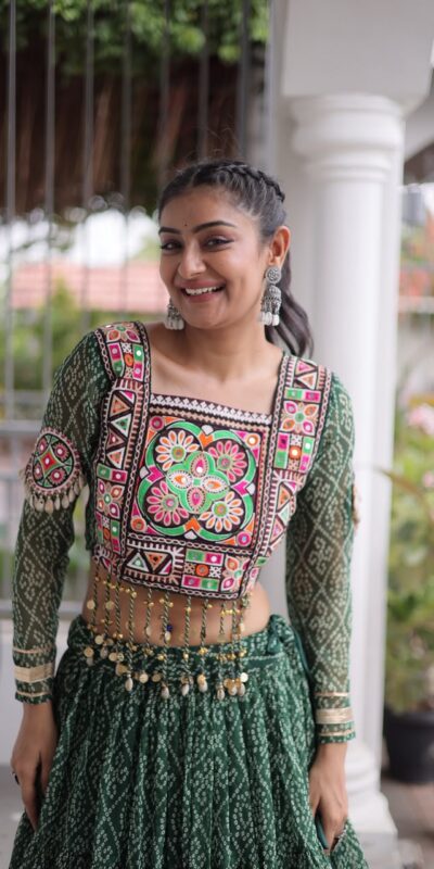 Perfect Green Faux Georgette Embroider Work Lehenga Choli