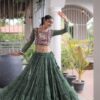 Perfect Green Faux Georgette Embroider Work Lehenga Choli