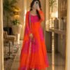 Shiny Orange Faux Georgette Digital Print Anarkali Suit