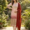 Super Peach Chinon Lace Embroidery Work Salwar Suit