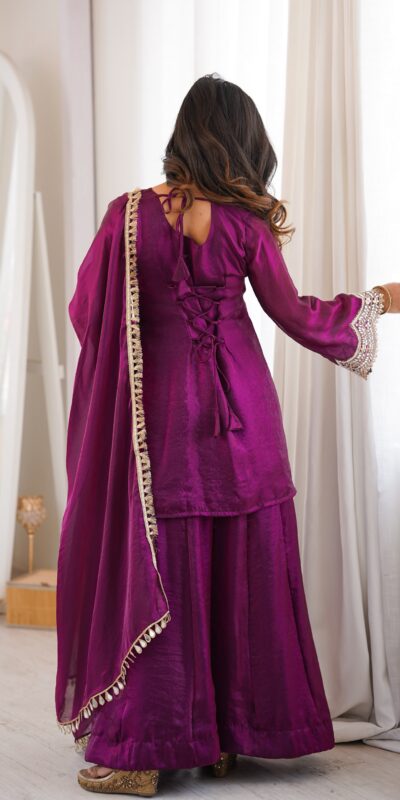 Super Wine Fendy Silk Embroidery Mirror Work⁠ Salwar Suit