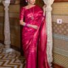 Superb Pink Lichi Silk Jacquard Border Work Saree