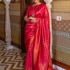 Superb Red Lichi Silk Jacquard Border Work Saree