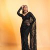 Trendy Black Butterfly Net Sequence Work Saree