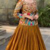 Trendy Mustered Chinon Silk Sequins Work Lehenga Choli