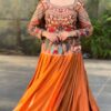 Trendy Orange Chinon Silk Sequins Work Lehenga Choli