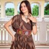 Ram 136 Brown Color | Red Faux Georgette Gown with Mirror Work. Get it for ₹1999. Delivery 4-6 Working Days. Online Shop now. | Gowns, Bollywood Gowns, Creative Gowns, Designer Gowns, Embroidered Gowns, Party Wear Gowns