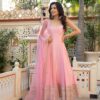 Aglow Light Pink Natural Crep Embroidery Work Anarkali Suit