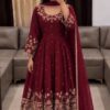 SR 1719 Maroon Faux Georgette Gown Perfect for Wedding, Party, Raksha Bandhan, Temple Visit, Onam – . Get it for ₹2149. Delivery 4-6 Working Days. Shop now | Gowns, Bollywood Gowns, Creative Gowns, Designer Gowns, Embroidered Gowns, Party Wear Gowns
