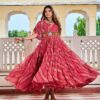 Ram 136 Red Color | Red Faux Georgette Gown with Mirror Work. Get it for ₹1999. Delivery 4-6 Working Days. Online Shop now. | Gowns, Bollywood Gowns, Creative Gowns, Designer Gowns, Embroidered Gowns, Party Wear Gowns