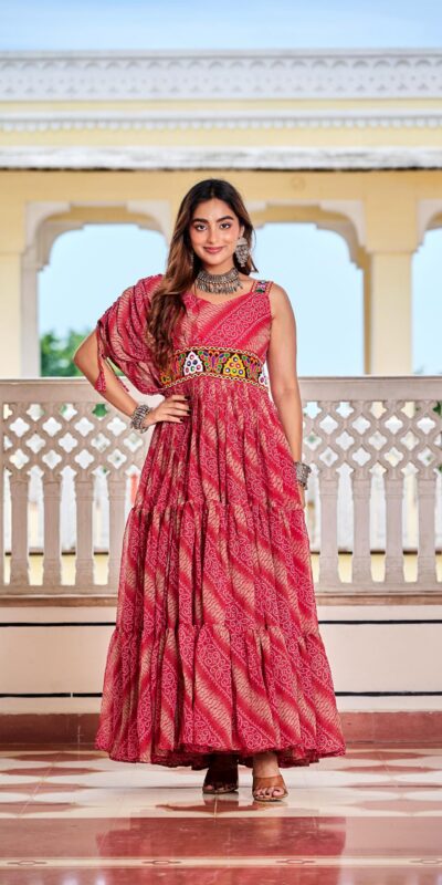 Ram 136 Red Color | Red Faux Georgette Gown with Mirror Work. Get it for ₹1999. Delivery 4-6 Working Days. Online Shop now. | Gowns, Bollywood Gowns, Creative Gowns, Designer Gowns, Embroidered Gowns, Party Wear Gowns