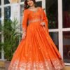 SP 12 Orange in American Silk Sequins Work & Thread Embroidery Gown . Introductory Price ₹2399. Delivery 4-6 Working Days. Shop now. | Gowns, Bollywood Gowns, Creative Gowns, Designer Gowns, Embroidered Gowns, Party Wear Gowns
