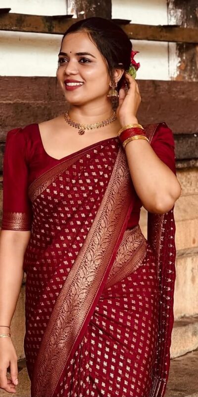 KPR 264 Maroon Soft Lichi Silk Saree with Lace Work & Lace Border. Introductory Price ₹1349. Delivery 4-6 Working Days. Shop now. | Sarees, Bollywood Sarees, Creative Sarees, Designer Sarees, Embroidered Sarees, Ethnic Saree, Modern Digital sarees, Party Wear Sarees
