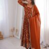 ZF 5024 Rust Fox Perfect for Wedding, Party, Durga Puja, Diwali, Anniversary –Georgette Gown. Now at just ₹2399. Delivery 4-6 Working Days. Shop now. | Gowns, Bollywood Gowns, Creative Gowns, Designer Gowns, Embroidered Gowns, Party Wear Gowns