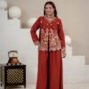 Best Rust Roman Silk Embroidery Sequins Work Salwar Suit