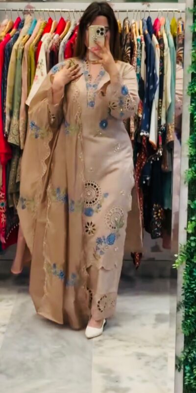 VLM 343 Chiku Roman Salwar Suit with Cut Work & Embroidery Work. Exclusive Offer ₹2449. Delivery 4-6 Working Days. Shop now. | Jump Suits, Salwar suit, Casual Suits, Creative suits, Designer Suits, Palazzo Suits, Party Wear Suits, Patiala Suits, Straight Suits