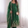 ZB 5073 Green Fendy Silk Gown Perfect for Wedding, Party, Baisakhi, Traditional Day, Makar Sankranti – Introductory Price ₹2049. Delivery 4-6 Working Days. | Gowns, Bollywood Gowns, Creative Gowns, Designer Gowns, Embroidered Gowns, Party Wear Gowns