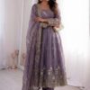 ZB 5073 Lavender Fendy Silk Gown Perfect for Wedding, Party, Baisakhi, Traditional Day, Makar Sankranti Introductory Price ₹2049. Delivery 4-6 Working Days. | Gowns, Bollywood Gowns, Creative Gowns, Designer Gowns, Embroidered Gowns, Party Wear Gowns