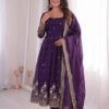 ZB 5073 Purple Fendy Silk Gown Perfect for Wedding, Party, Baisakhi, Traditional Day, Makar Sankranti – Introductory Price ₹2049. Delivery 4-6 Working Days. | Gowns, Bollywood Gowns, Creative Gowns, Designer Gowns, Embroidered Gowns, Party Wear Gowns