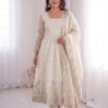 ZB 5073 White Fendy Silk Gown Perfect for Wedding, Party, Baisakhi, Traditional Day, Makar Sankranti – Introductory Price ₹2049. Delivery 4-6 Working Days. | Gowns, Bollywood Gowns, Creative Gowns, Designer Gowns, Embroidered Gowns, Party Wear Gowns