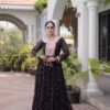 KA 1265 Black Color Faux Georgette Gown with Mirror Work. Wedding, Party, Festive, Events Get it for ₹1819. Delivery 4-6 Working Days.Online Shop now. | Gowns, Bollywood Gowns, Creative Gowns, Designer Gowns, Embroidered Gowns, Party Wear Gowns