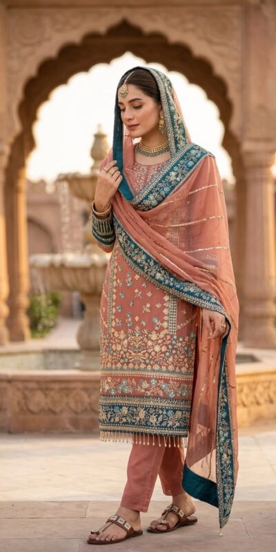 ZSR 3175 Peach Fox Georgette Salwar Suit with Embroidery Work & Sequins Work. Grab it for ₹2399. Delivery 4-6 Working Days. Shop now. | Jump Suits, Salwar suit, Casual Suits, Creative suits, Designer Suits, Palazzo Suits, Party Wear Suits, Patiala Suits, Straight Suits