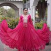 KA 1265 Pink Color Faux Georgette Gown with Mirror Work. Wedding, Party, Festive, Events Get it for ₹1819. Delivery 4-6 Working Days.Online Shop now. | Gowns, Bollywood Gowns, Creative Gowns, Designer Gowns, Embroidered Gowns, Party Wear Gowns