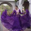KA 1265 Purple Color Faux Georgette Gown with Mirror Work. Wedding, Party, Festive, Events Get it for ₹1819. Delivery 4-6 Working Days.Online Shop now. | Gowns, Bollywood Gowns, Creative Gowns, Designer Gowns, Embroidered Gowns, Party Wear Gowns