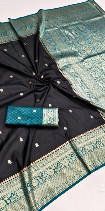 MB 6079 Black Soft Banarasi Silk Saree with Zari Work & Moti Work. Introductory Price ₹1949. Delivery 4-6 Working Days. Shop now. | Sarees, Bollywood Sarees, Creative Sarees, Designer Sarees, Embroidered Sarees, Ethnic Saree, Modern Digital sarees, Party Wear Sarees