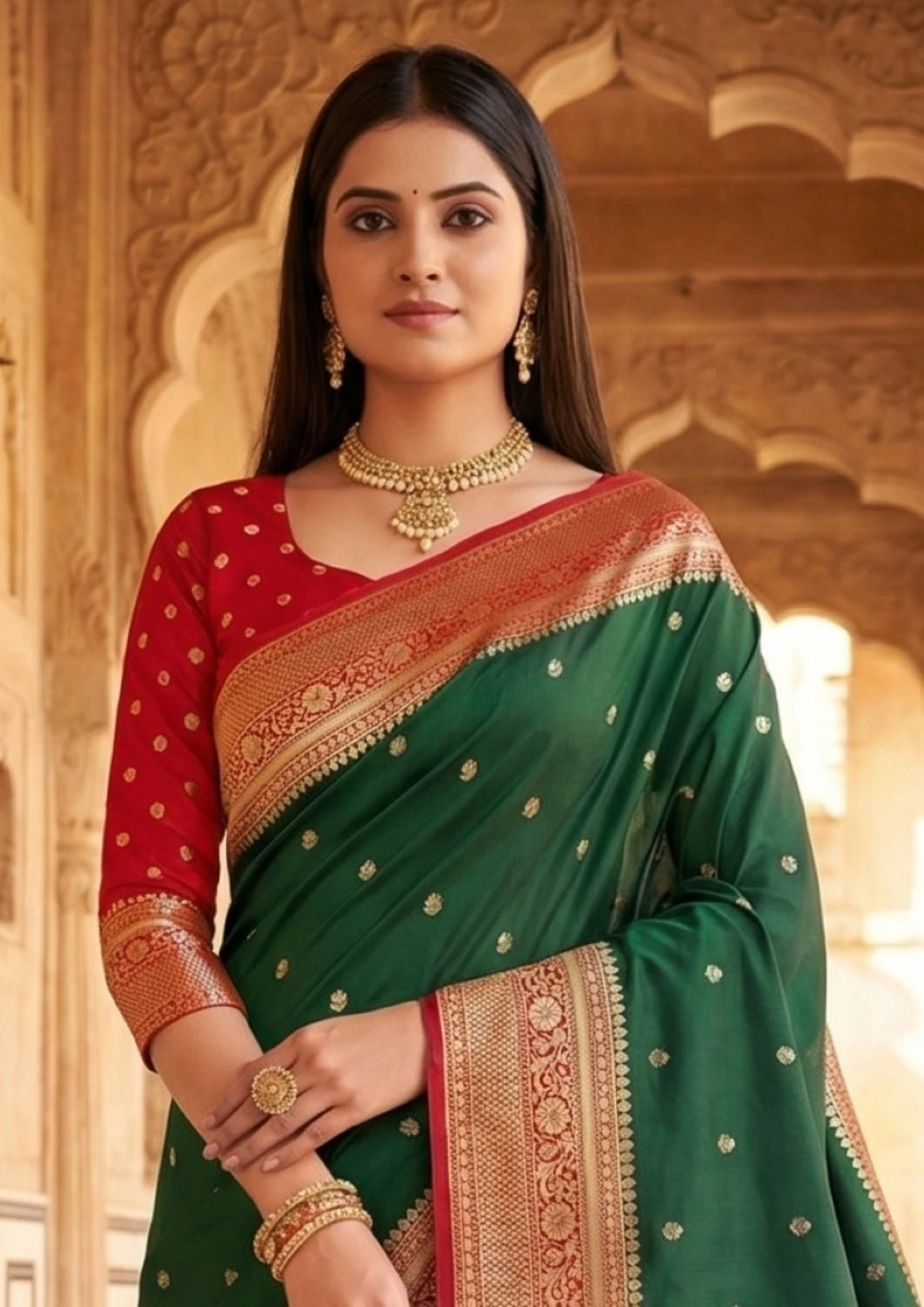 MB 6079 Green Soft Banarasi Silk Saree with Zari Work & Moti Work. Introductory Price ₹1949. Delivery 4-6 Working Days. Shop now. | Sarees, Bollywood Sarees, Creative Sarees, Designer Sarees, Embroidered Sarees, Ethnic Saree, Modern Digital sarees, Party Wear Sarees