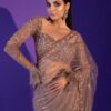 Fancy Golden Net Zari Sequins Work Saree
