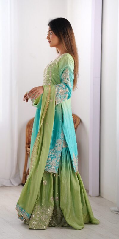 SP 01 Green Color Chinon Silk Designer Work Salwar Suit in Get it for ₹2499. Delivery 4-6 Working Days. Best Online Shop now. | Jump Suits, Salwar suit, Casual Suits, Creative suits, Designer Suits, Palazzo Suits, Party Wear Suits, Patiala Suits, Straight Suits