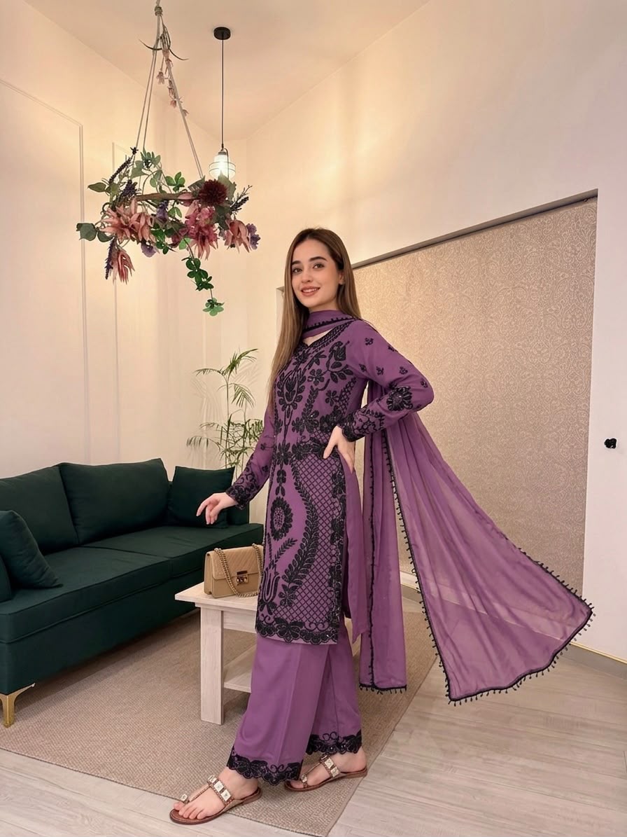 SRK 5364 Lavender Faux Georgette Salwar Suit erfect for Wedding, Party, Mehendi, Pongal, Reception – . Available at ₹2449 only. Delivery 4-6 Working Days | Jump Suits, Salwar suit, Casual Suits, Creative suits, Designer Suits, Palazzo Suits, Party Wear Suits, Patiala Suits, Straight Suits