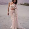Fancy Off White Tabby Organza Sequins Work Saree