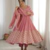 JF 050 Peach Embroidery Work & Sequins Work Salwar Suit in Peach Crunchy Silk. Festive Deal ₹2099. Delivery 4-6 Working Days. Shop now. | Anarkali Suits, Bollywood Anarkali, Creative-Anarkali, Designer Anarkali, Embroidered Anarkali, Party Wear Anarkali