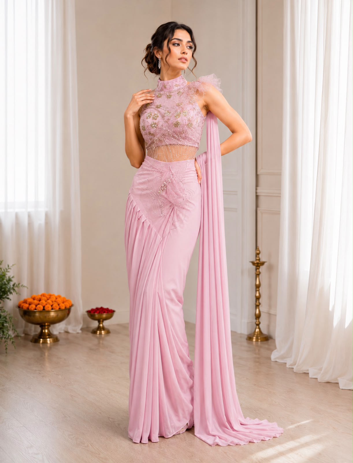 BB 82 Pink | Crep Silk Saree with Sequins Work & Embroidery Work. Special Price ₹1899. Delivery 4-6 Working Days. Shop now. | Sarees, Bollywood Sarees, Creative Sarees, Designer Sarees, Embroidered Sarees, Ethnic Saree, Modern Digital sarees, Party Wear Sarees