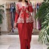 Fancy Red Rangoli Silk Sequins Embroidery Work Dhoti Suit