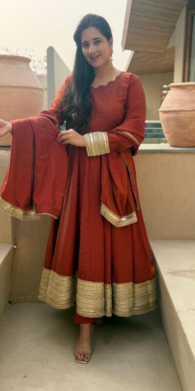 NF 1293 Rust NC Vichitra Salwar Suit with Sequins Work & Embroidery Work. Available at ₹2499 only. Delivery 4-6 Working Days. Shop now. | Anarkali Suits, Bollywood Anarkali, Creative-Anarkali, Designer Anarkali, Embroidered Anarkali, Party Wear Anarkali, Salwar suit