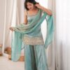 Fancy Sea Green Doremon Crush Embroider Work Salwar Suit