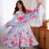 Fancy Sky Blue Organza Silk Gotta Patti Work Anarkali Suit