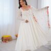 NSR 901 White Faux Georgette Salwar Suit with Lace Work & Embroidery Work. Introductory Price ₹2099. Delivery 4-6 Working Days. Shop now. | Jump Suits, Salwar suit, Casual Suits, Creative suits, Designer Suits, Palazzo Suits, Party Wear Suits, Patiala Suits, Straight Suits
