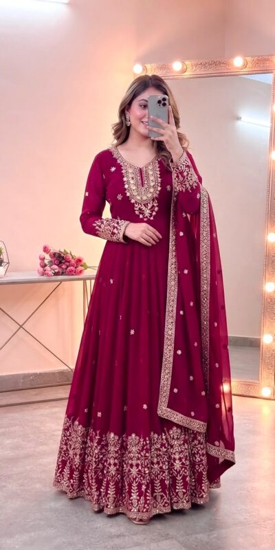 SSR 546 Pink in Georgette Embroidery Work & Sequins Work Gown . Get it for ₹2149. Delivery 4-6 Working Days. Online Shop now. | Gowns, Bollywood Gowns, Creative Gowns, Designer Gowns, Embroidered Gowns, Party Wear Gowns