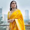 Glowing Yellow Soft Lichi Silk Jacquard Work Saree
