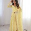 Gorgeous Yellow Faux Georgette Embroidery Work Salwar Suit