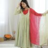 ZF 5023 Pista Roman Silk Gown with Mirror Work & Embroidery Work. Special Price ₹2099. Delivery 4-6 Working Days. Shop now. | Gowns, Bollywood Gowns, Creative Gowns, Designer Gowns, Embroidered Gowns, Party Wear Gowns